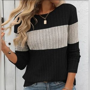 Stylish Black and Gray Striped Sweater